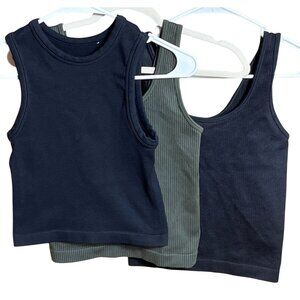 A New Day 3 Tank Tops Bundle Crop Athletic Muscle Gym Cross Train Womens S